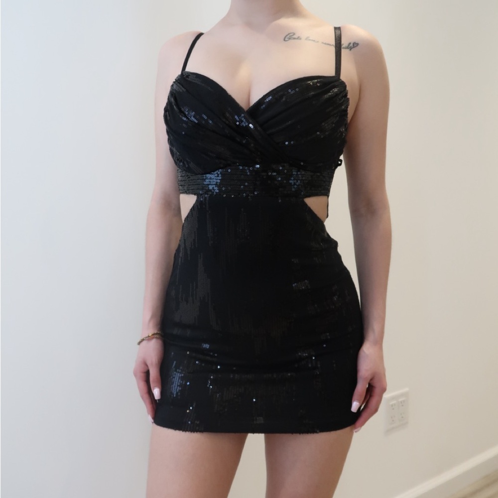 Y2k Black Mini Sequin Dress